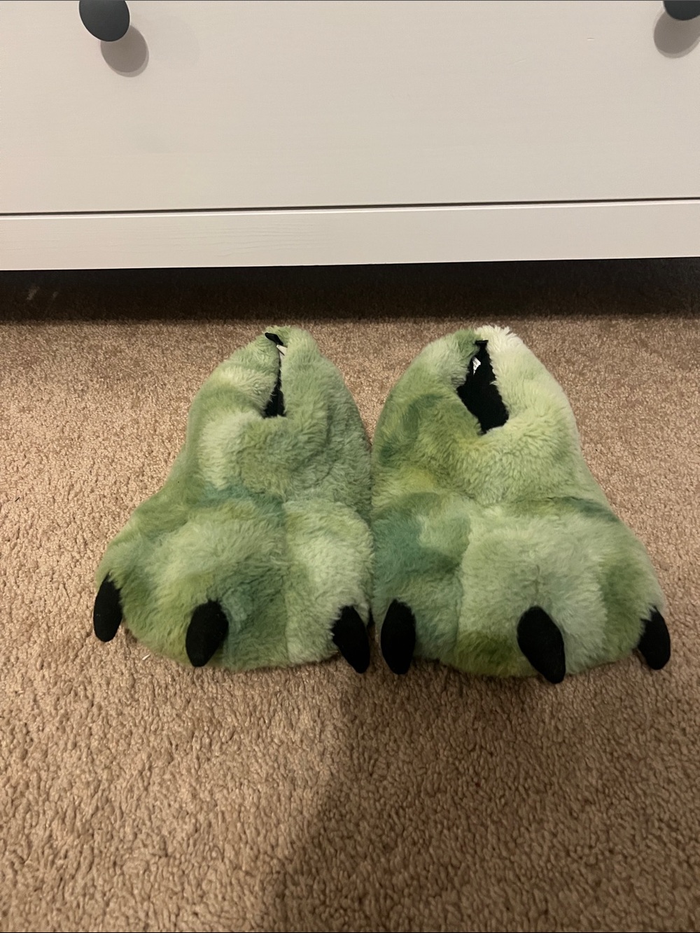 Cat & Jack Green Plush Monster Paw Slippers for Kids